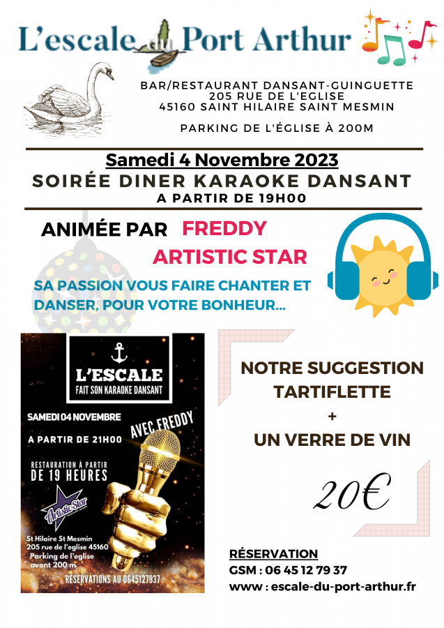 Soirée Karaoké dansant Samedi 4 Novembre 2023