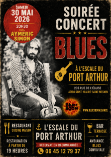 Samedi 30 mai 2026 Soirée concert blues avec Aymeric SIMON