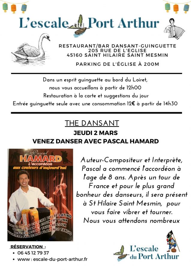 Guinguette thé dansant du Jeudi 2 Mars Pascal HAMARD